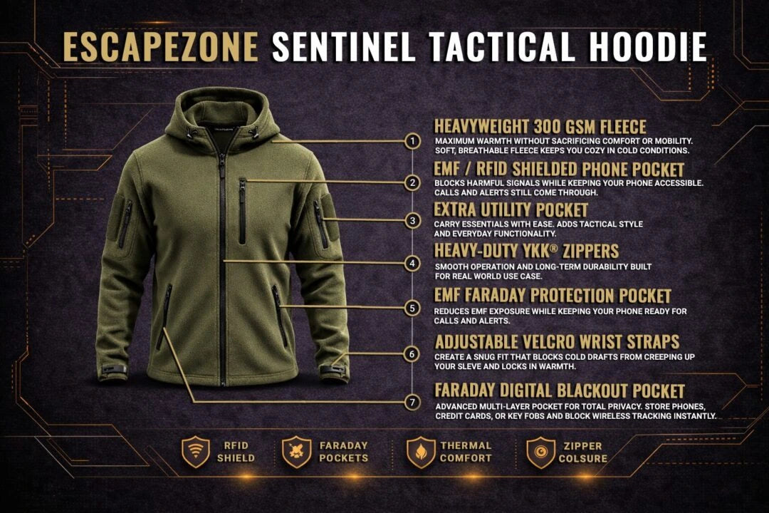 EscapeZone EMF Blocking Tactical Hoodie