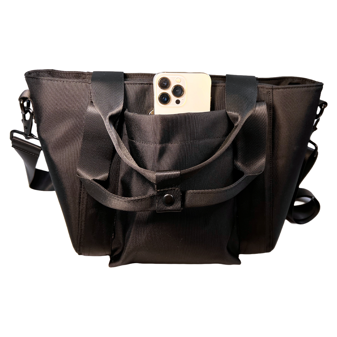 Side view of small EscapeZone Stylish Women's Handbag with Faraday Pockets Purse