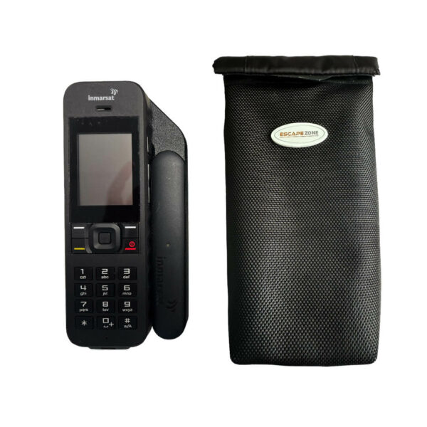 EscapeZone Satellite Phone Faraday Bag Next to Inmarsat Isatphone